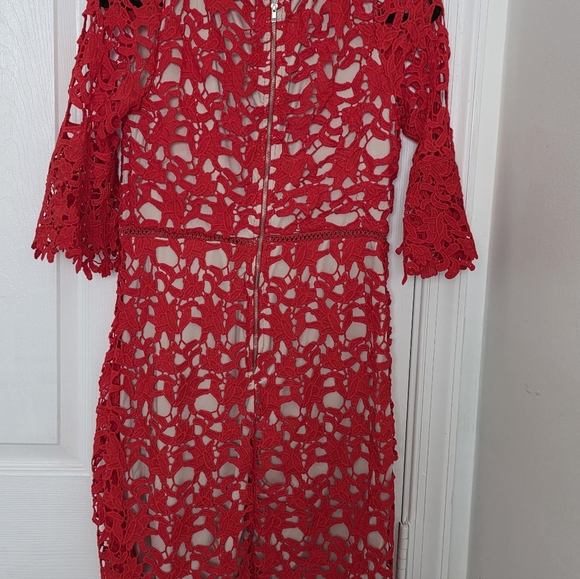 Ryan Michelle Women's Pe Lace Midi Dress Bell Sleeves Size Small - Picture 6 of 6